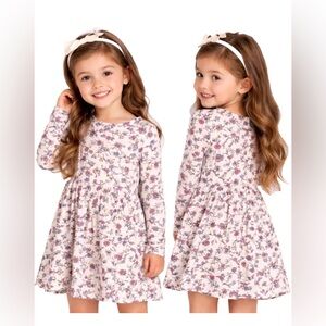 H&M Girls Toddler Floral Long Sleeve Dress Fit & Flare US 3/4T Garden Chic